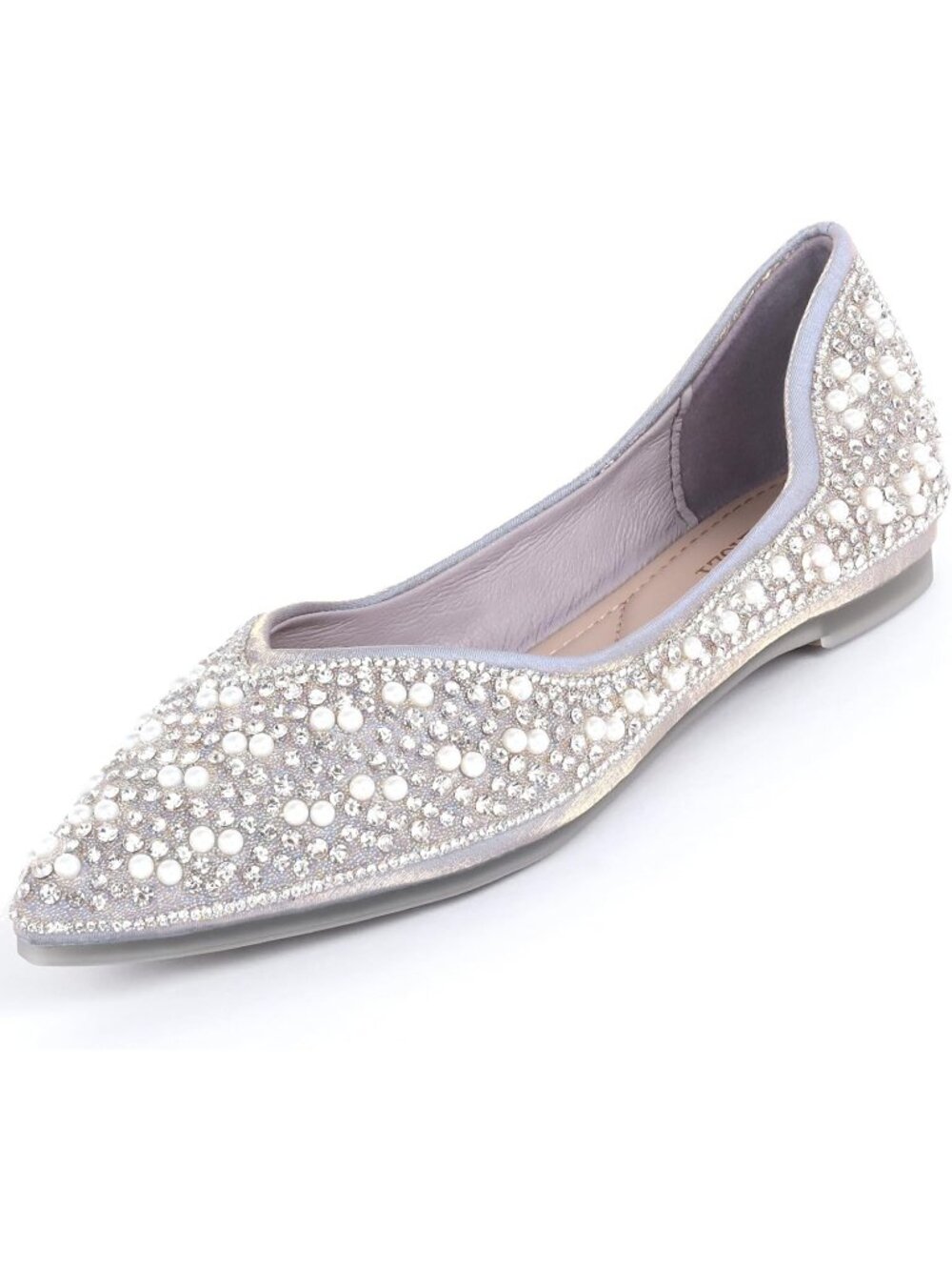 Women's Violet Flats Pointed Rhinestone Comfortable Soft Elegant Ballet Shoes
